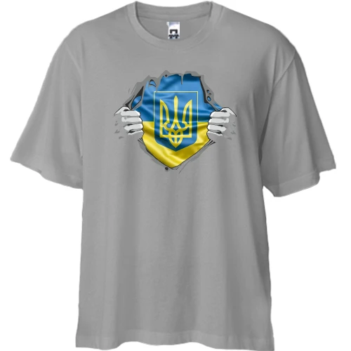 Футболка двунитка Oversize, Серый, "Ukraine Nation"