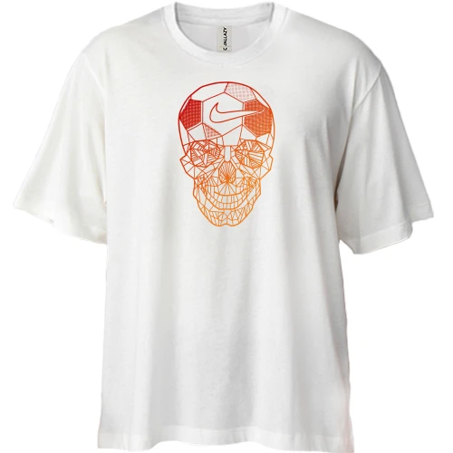 Футболка двунитка Oversize, Белый, "Nike skull"