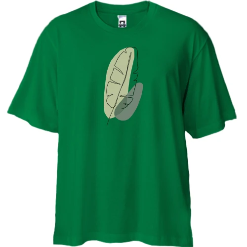 Футболка двонитка Oversize, Хакі, "Перо"