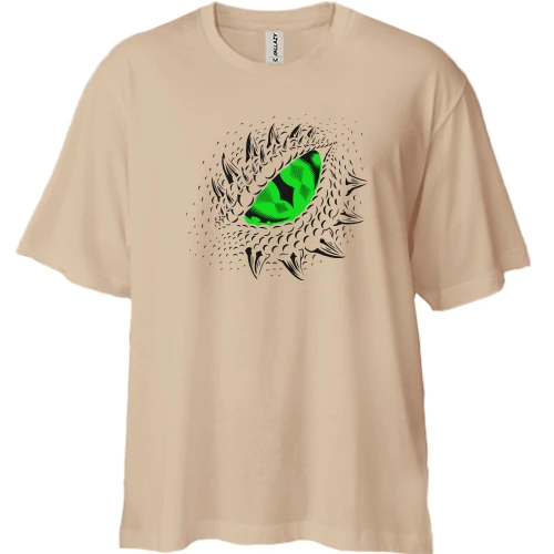 Футболка двунитка Oversize, Бежевый, "Глаз дракона"