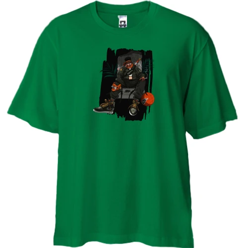 Футболка двонитка Oversize, Зелений, "Street Life"