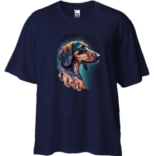 Футболка двунитка Oversize с собачкой "Такса"