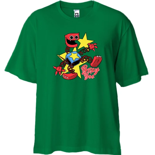 Футболка двонитка Oversize, Зелений, "Boxy boo"