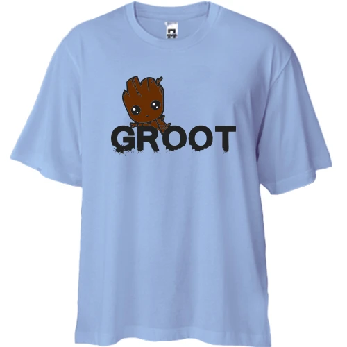 Футболка двонитка Oversize, Білий, "Groot" (Вартові Галактики)