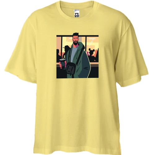 Футболка двунитка Oversize, Желтый, "Утро"
