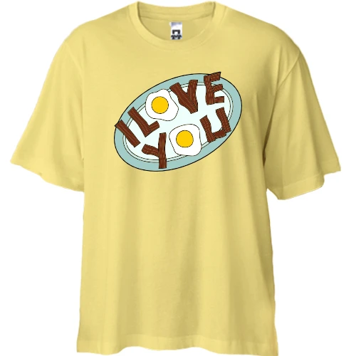 Футболка двонитка Oversize, Жовтий, "I love you"