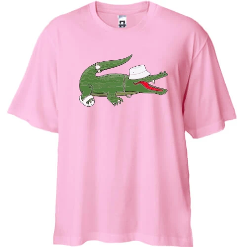 Футболка двунитка Oversize, Розовый, "Стильный Lacoste"