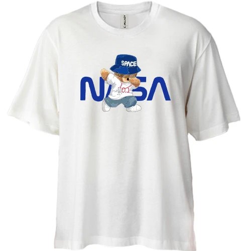 Футболка двунитка Oversize с медвеженком "NASA"