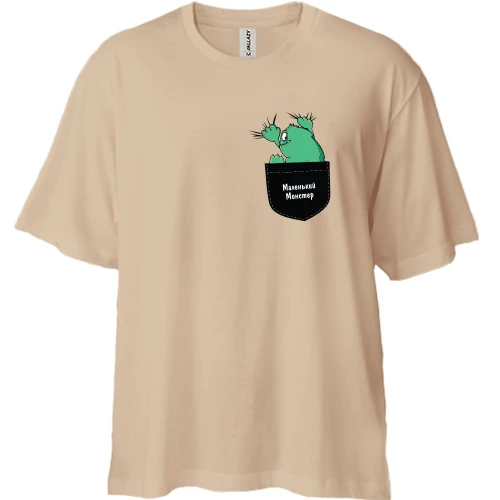 Футболка двунитка Oversize, Белый, "Маленький монстр"