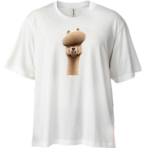 Футболка двонитка Oversize, Білий, з ламою у стилі cartoon