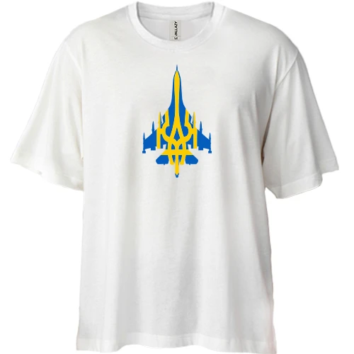 Футболка двонитка Oversize, Білий, "Авіація України"