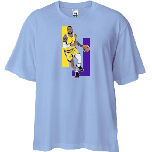 Футболка двунитка Oversize, Синий, с Леброн Джеймс (LeBron James)