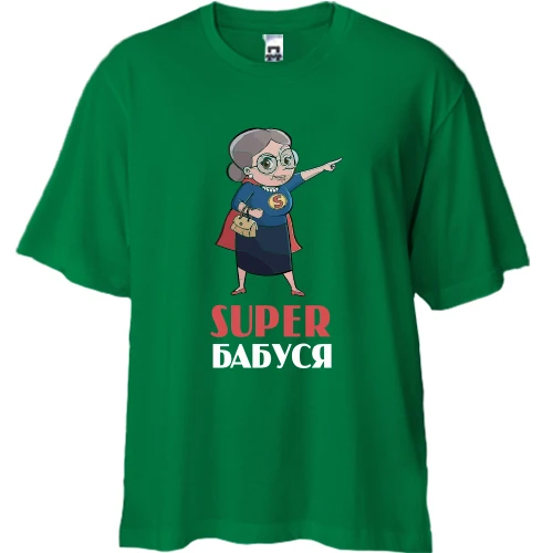 Футболка двунитка Oversize с бабушкой "Супер бабушка"