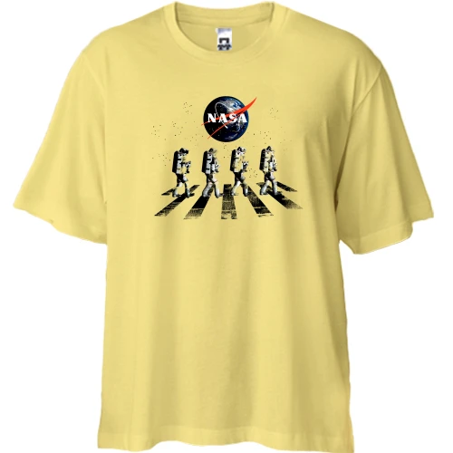 Футболка двонитка Oversize, Жовтий, "NASA в стилі Бітлс"