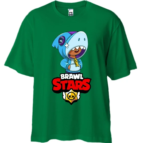 Футболка двунитка Oversize, Зеленый, с героем brawl stars