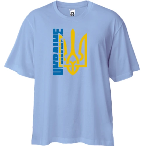 Футболка двонитка Oversize, Синій, з тризубом "Ukraine"