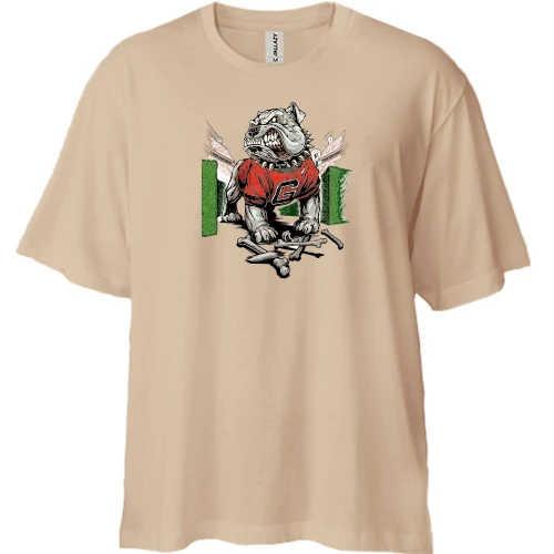Футболка двунитка Oversize, Белый, "Оскал бульдога"