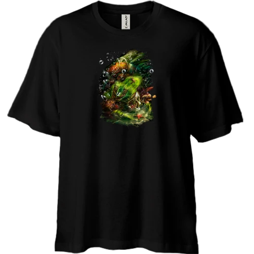 Футболка двунитка Oversize, Черный, "Конец русского флота"