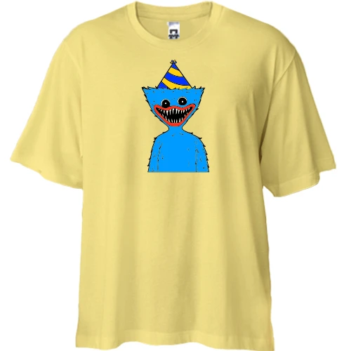 Футболка двунитка Oversize, Желтый, "Хаги ваги в колпаке"