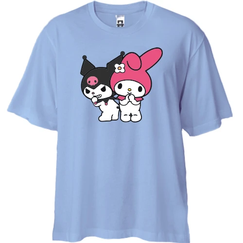 Футболка двонитка Oversize, Синій, з Kuromi & My melody