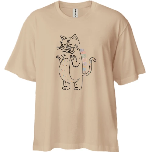 Футболка двонитка Oversize з "Котозавром"