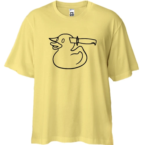Футболка двунитка Oversize, Желтый, с уткой (нож в голове)