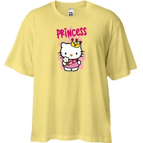 Футболка двонитка Oversize, Жовтий, "Хелло Кітті - Princess"