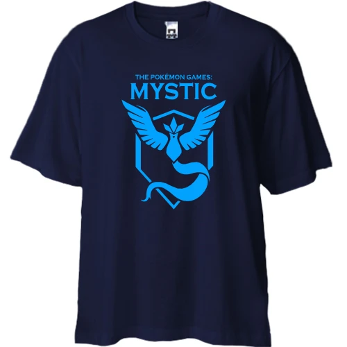 Футболка двунитка Oversize, Синий, с покемоном "Mystic"
