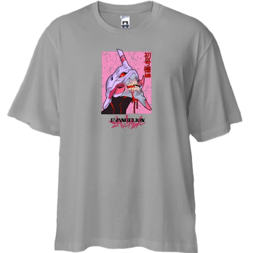 Футболка двунитка Oversize, Серый, "EVA - Neon Genesis Evangelion"