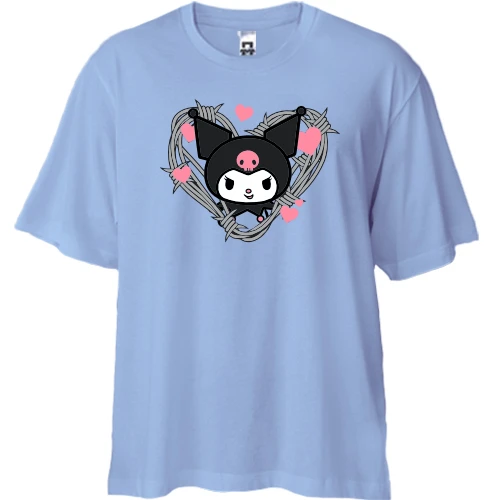 Футболка двунитка Oversize, Синий, "Куроми и сердце (Kuromi)"