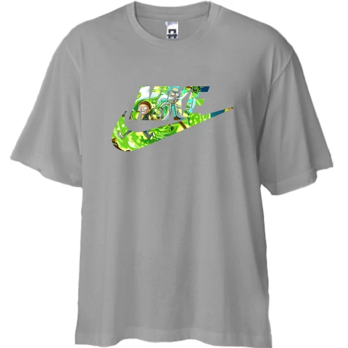 Футболка двонитка Oversize, Бежевий, "Nike X Рік і Морті"