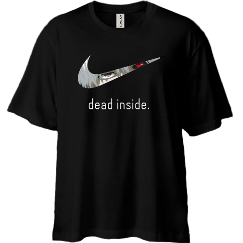 Футболка двунитка Oversize, Черный, "Dead inside"