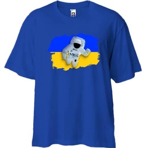 Футболка двунитка Oversize, Синий, "Украина - это космос"
