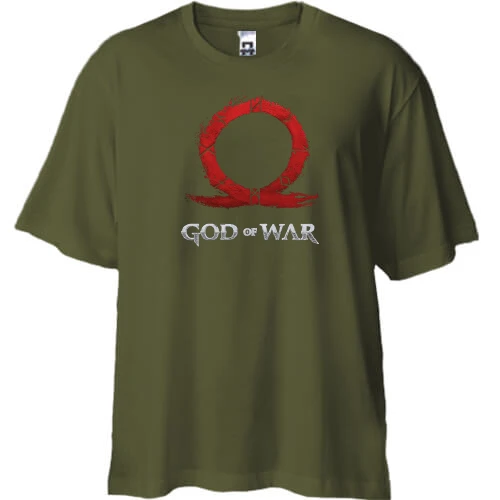 Футболка двунитка Oversize, Черный, с лого "God of War"