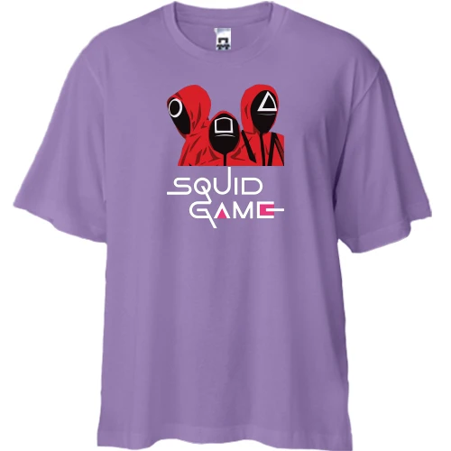 Футболка двунитка Oversize, Лавандовый, "Игра в кальмара / Squid game"