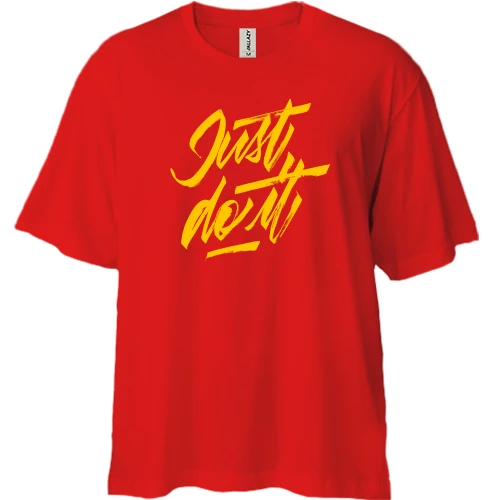 Футболка двунитка Oversize с слоганом nike "Just do it"
