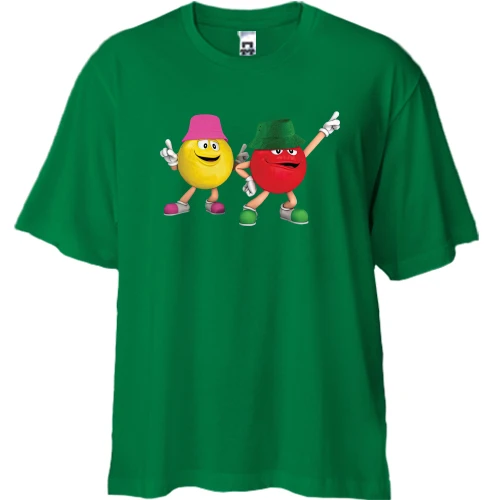 Футболка двунитка Oversize, Зеленый, "Стильные m&m's"
