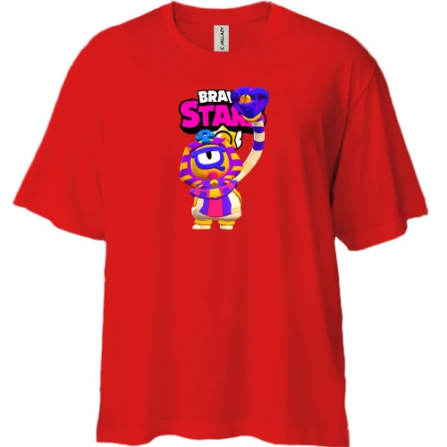 Футболка двунитка Oversize, Красный, Brawl Stars с Тарой