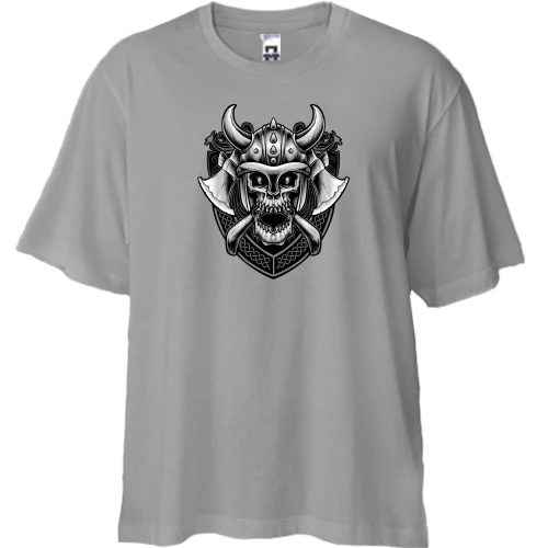 Футболка двонитка Oversize, Сірий, "Вікінги"