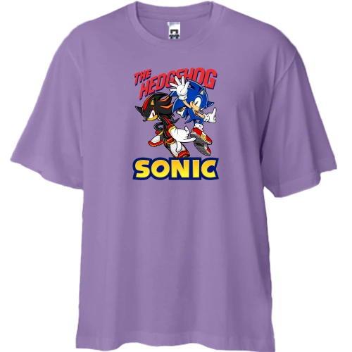 Футболка двунитка Oversize, Лавандовый, "SONIC"