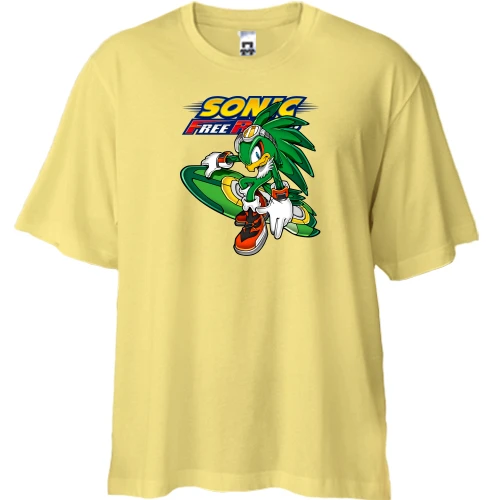 Футболка двунитка Oversize, Желтый, "SONIC Free run"