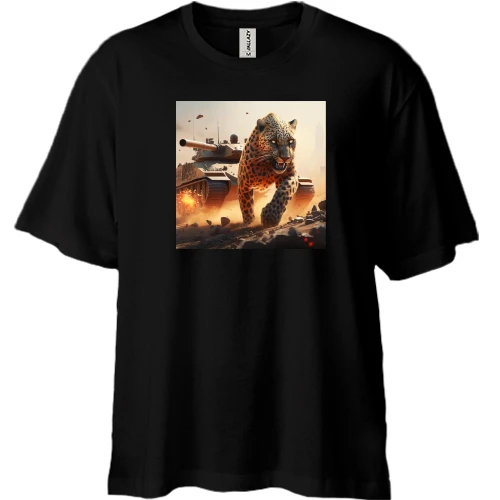 Футболка двунитка Oversize, Черный, "Гепарды в деле"