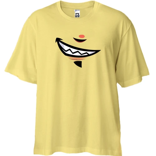 Футболка двонитка Oversize, Жовтий, з посмішкою "smiles"