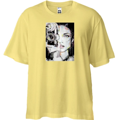 Футболка двунитка Oversize, Желтый, "Взгляд фотографа"