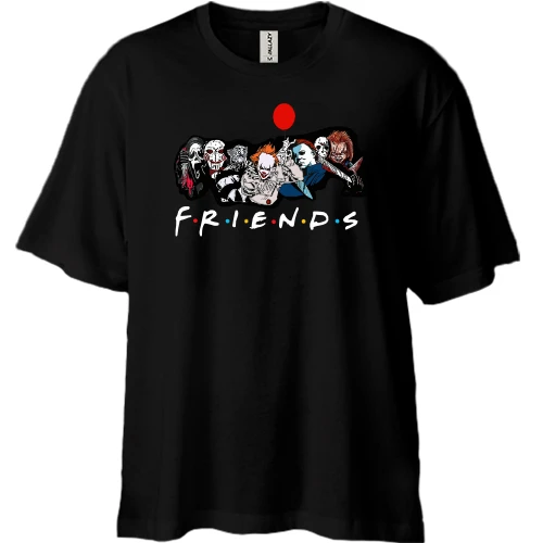Футболка двунитка Oversize, Черный, "FRIENDS"
