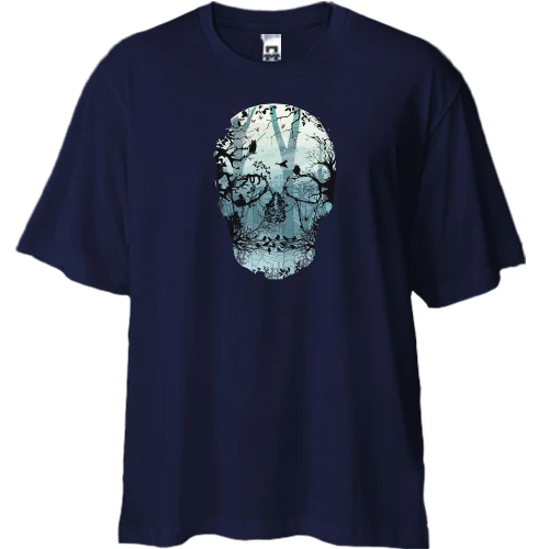 Футболка двонитка Oversize, Синій, "Forest Skull"