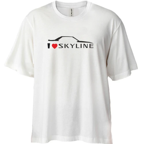 Футболка двунитка Oversize, Белый, я люблю Skyline