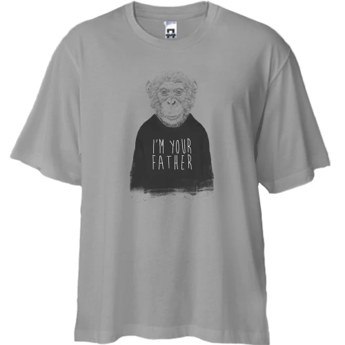 Футболка двонитка Oversize, Сірий, з мавпою "i`m your father"