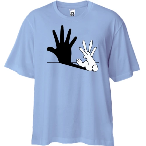 Футболка двунитка Oversize, Синий, "Тень кролика"
