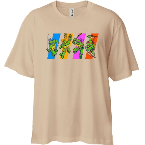 Футболка двонитка Oversize, Білий, "Черепашки нінзя"